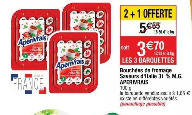 bouchées de fromage saveurs d'italie 31% m.g. apérivrais