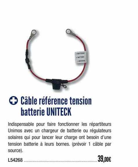 câble référence tension batterie uniteck