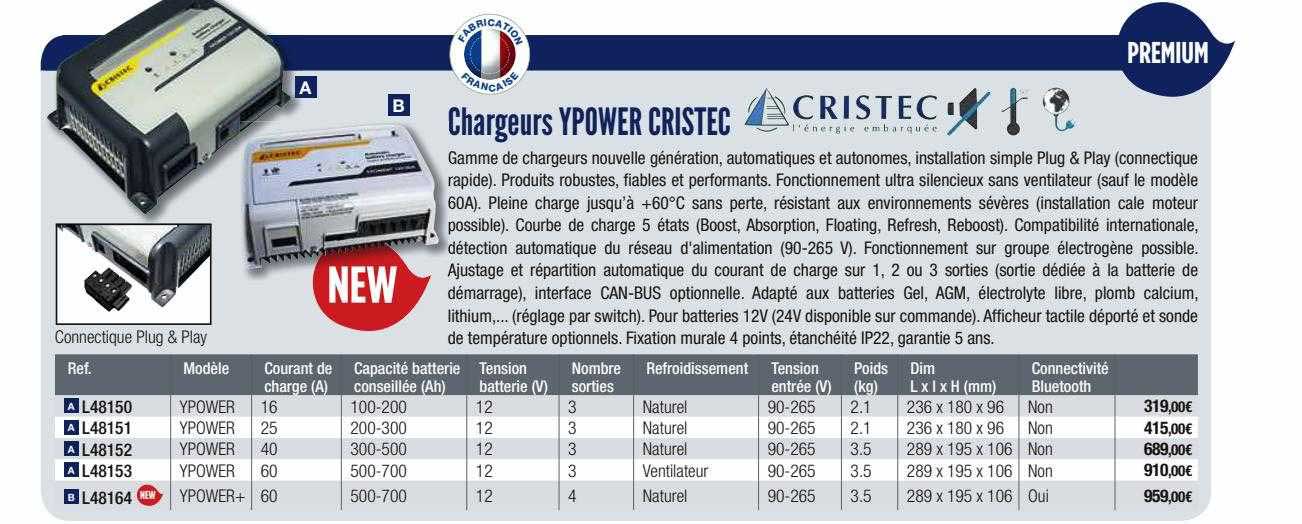 chargeurs ypower cristec