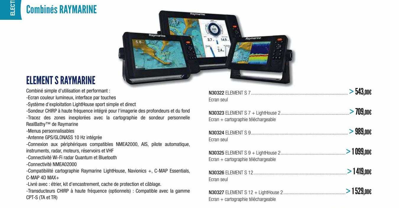 combinés raymarine : éléments s raymarine
