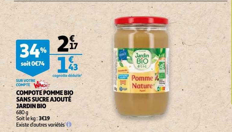 compote pomme bio sans sucre ajouté jardin bio