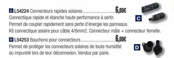 connecteurs rapides solaires, bouchons pour connecteurs