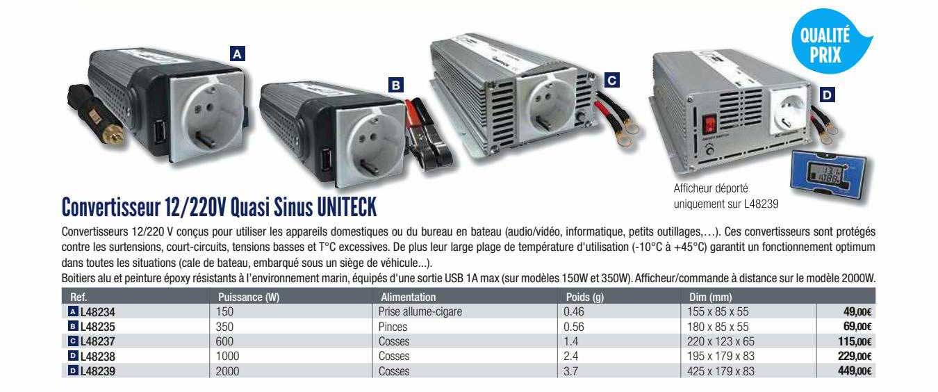 convertisseur 12-220v quasi sinus uniteck