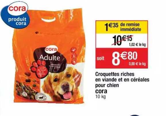 croquettes riches en viande et en céréales pour chien cora