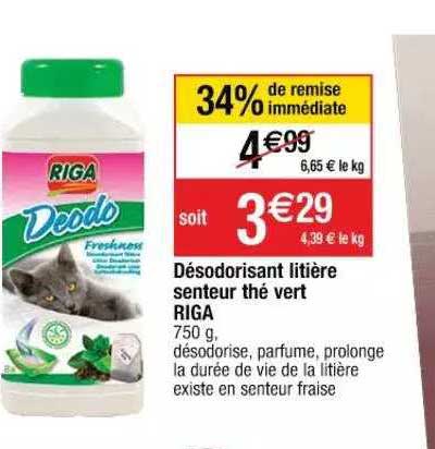 désodorisant litière senteur thé vert riga