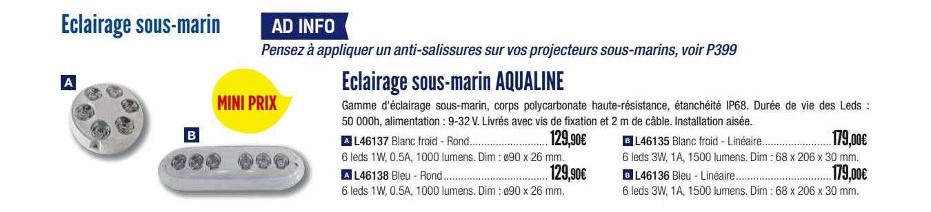 éclairage sous-marin aqualine