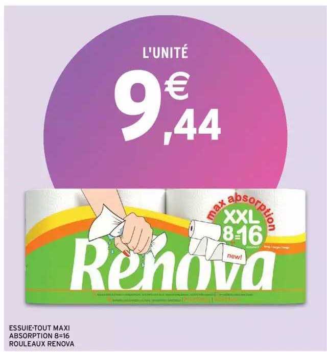 essuie-tout maxi absorption 8=16 rouleaux renova