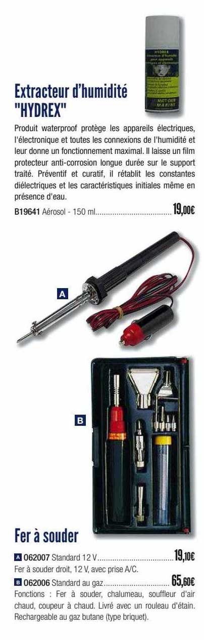 extracteur d'humidité "hydrex", fer à souder