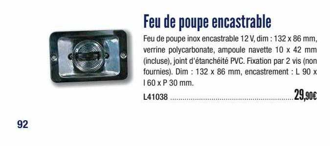 feu de poupe encastrable