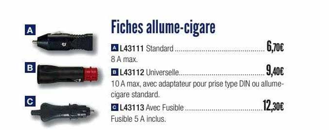 fiches allume-cigare