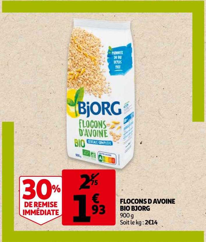 flocons d'avoine bio bjorg