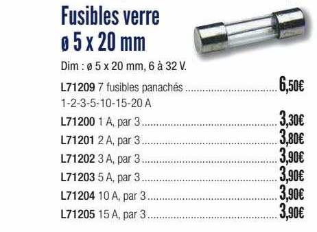 fusibles verre ø 5 x 20 mm