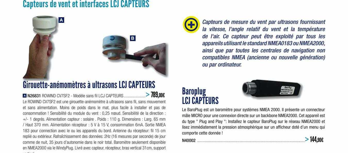 girouette-anémomètres à ultrasons lcj capteurs, baroplug lcj capteurs