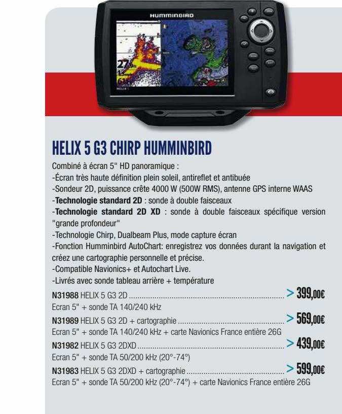 helix 5 g3 chirp humminbird