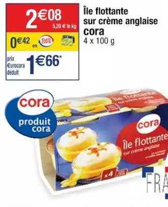 île flottante sur crème anglaise cora