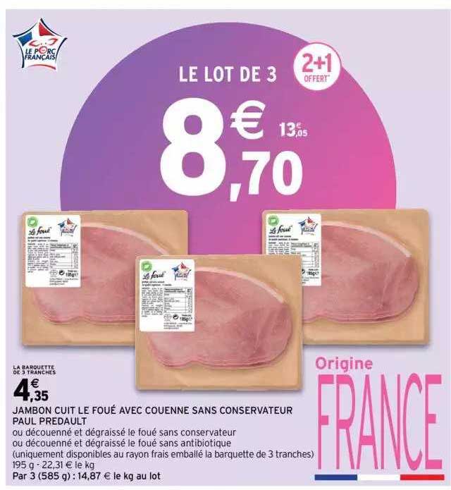 jambon cuit le foué avec couenne sans conservateur paul prédault