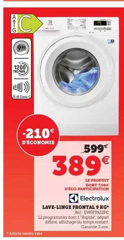 lave-linge frontal 9 kg electrolux
