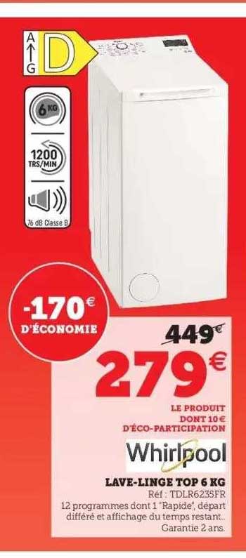 lave-linge top 6 kg whirlpool