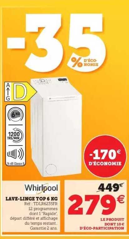 lave-linge top 6 kg whirlpool