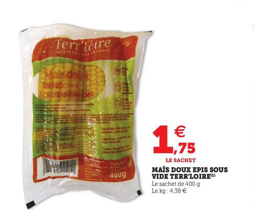 maïs doux epis sous vide terr'loire