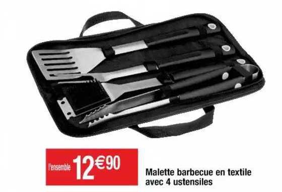 malette barbecue en textile avec 4 ustensiles