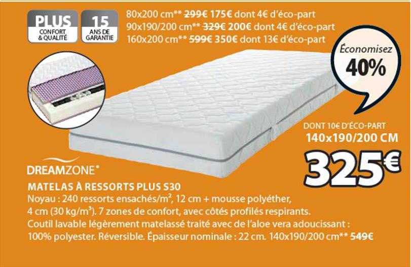 Matelas à Ressorts Plus S30 Dreamzone