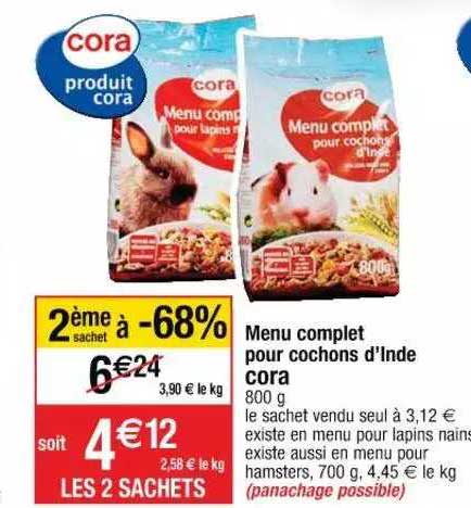 menu complet pour cochons d'inde cora