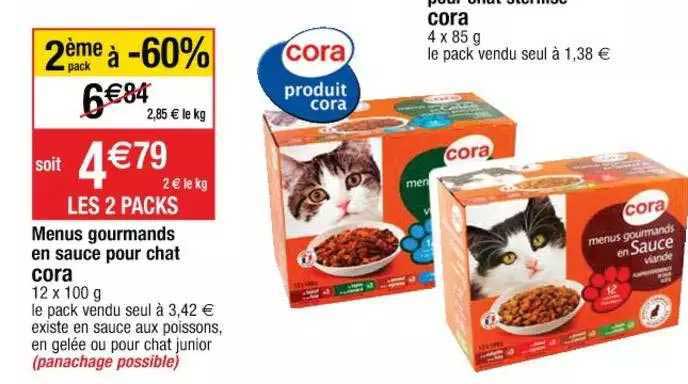 menus gourmands en sauce pour chat cora