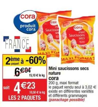 Mini Saucissons Secs Nature Cora