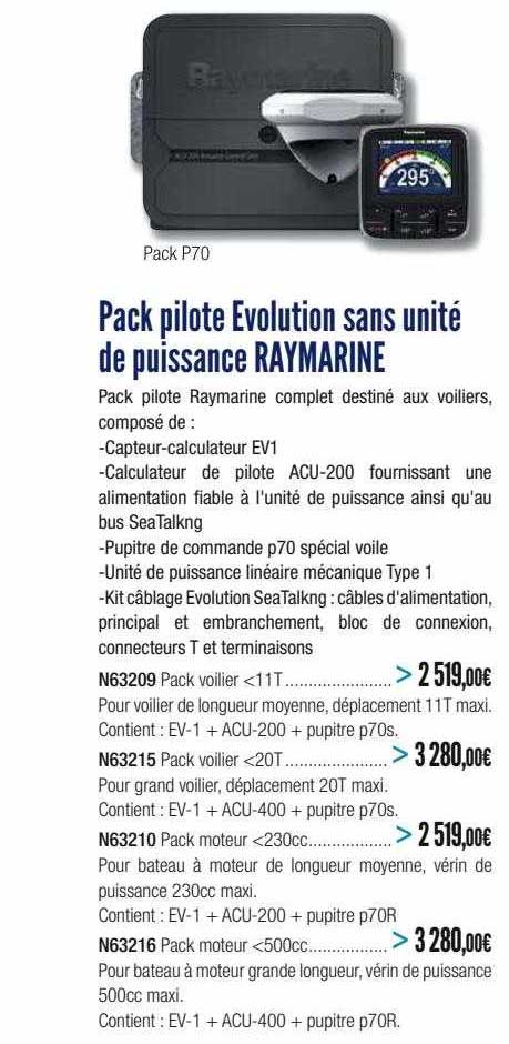 pack pilote evolution sans unité de puissance raymarine