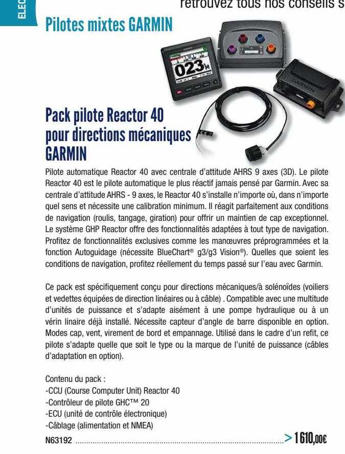 pack pilote reactor 40 pour directions mécaniques garmin