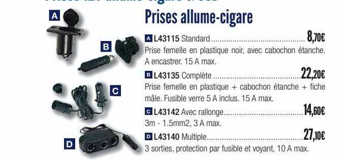 prises allume-cigare