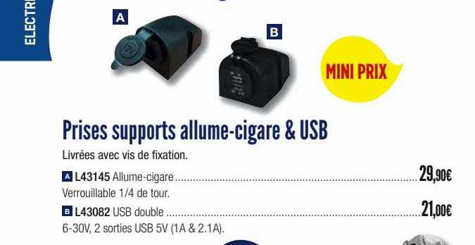 prises supports allume-cigare & usb