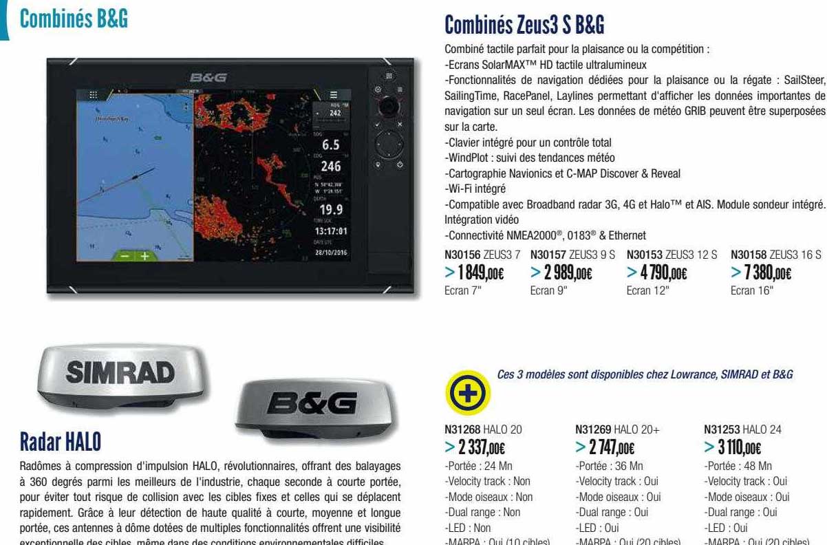 Radar Halo, Combinés Zeus3 S B&g