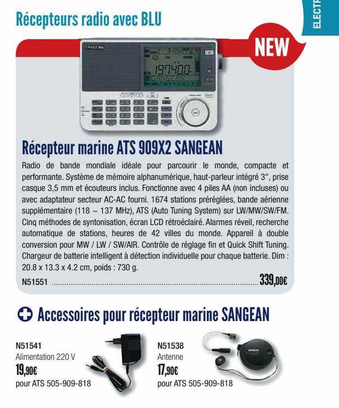 récepteur marine ats 909x2 sangean, accessoires pour récepteur marine sangean