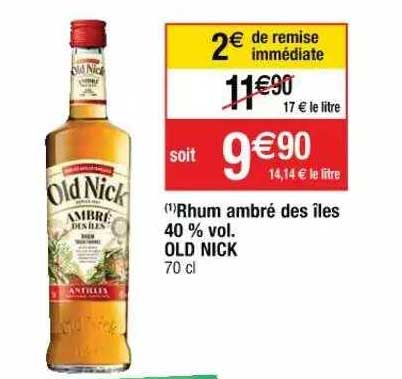 rhum ambré des îles 40% vol. old nick