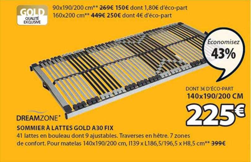sommier à lattes gold a30 fix dreamzone