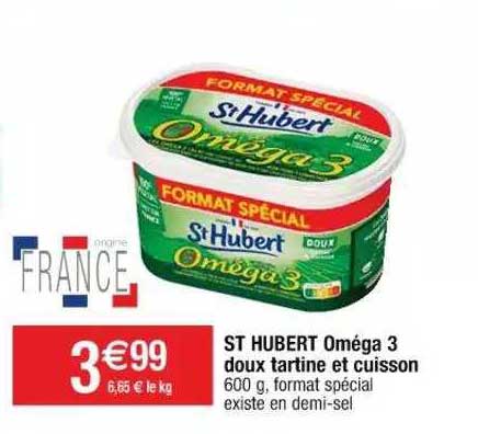 st hubert oméga 3 doux tartine et cuisson