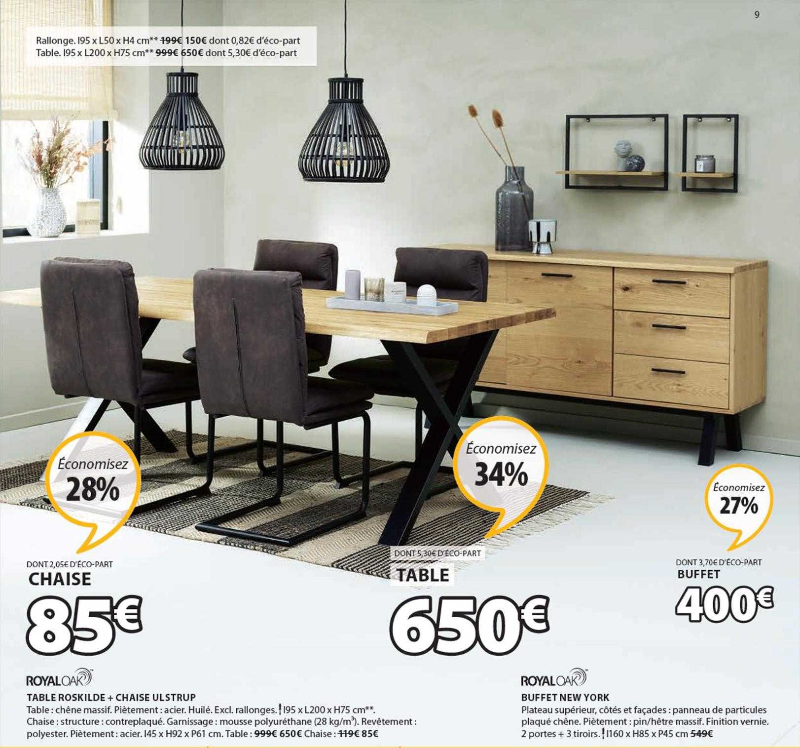 table roskilde + chaise ulstruf royal oak, buffet new york royal oak