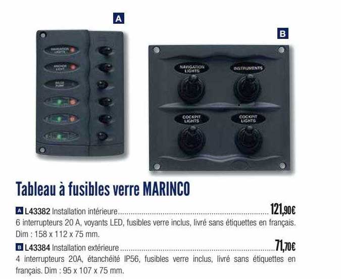 tableau à fusibles verre marinco