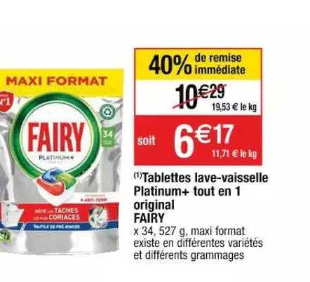 tablettes lave-vaisselle platinum+ tout en 1 original fairy