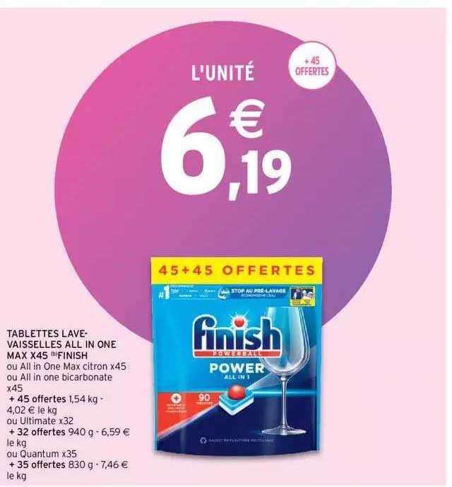 tablettes lave-vaisselles all in one max x45 finish