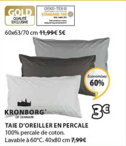 taie d'oreiller en percale kronborg