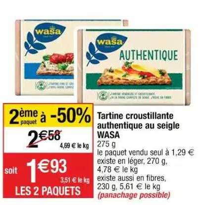 tartine croustillante authentique au seigle wasa