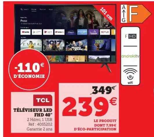 téléviseur led fhd 40" tcl