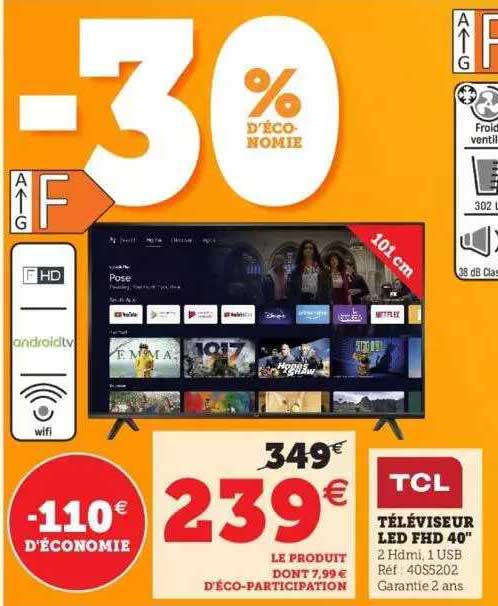 téléviseur led fhd 40" tcl