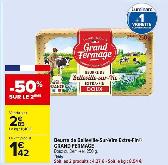 beurre de belleville-sur-vire extra-fin grand fermage