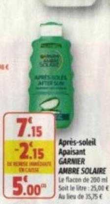 après-soleil apaisant garnier ambre solaire