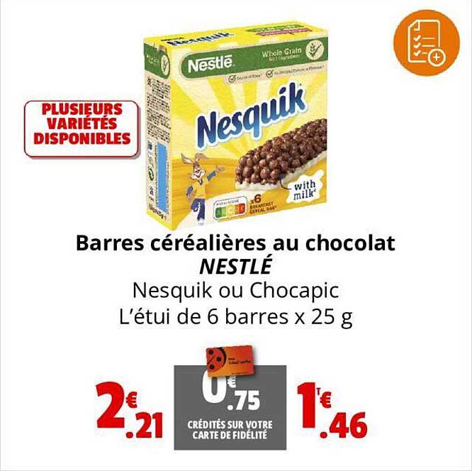 barres céréalières au chocolat nestlé