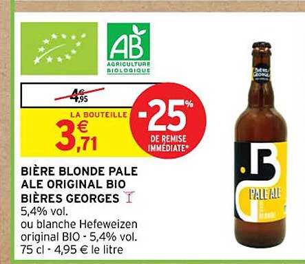 bière blonde pale ale original bio bières georges